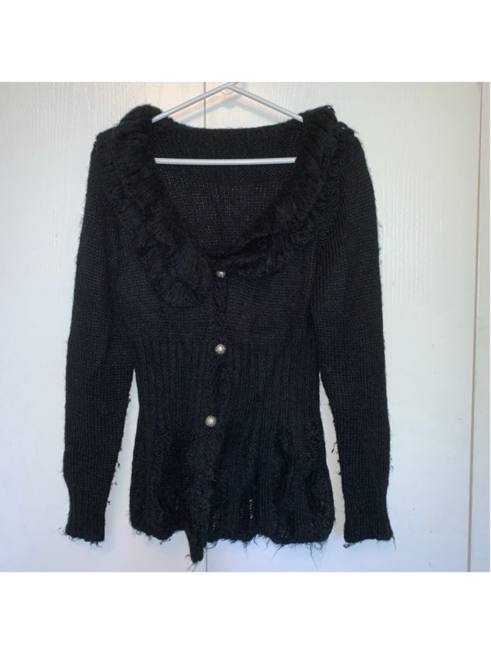 Women's Unbranded Black Knit Cardigan Sweater Size Medium